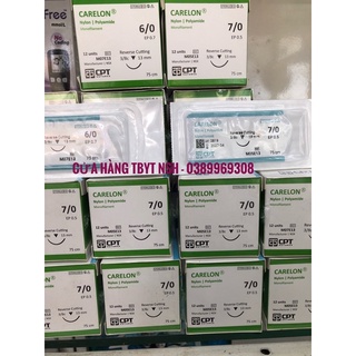 ❤️HỘP 24 TÉP] CHỈ KHÂU PHẪU THUẬT THẨM MỸ LÀM MÁ LÚM NHẤN MÍ CARELON NYLON CPT 5/0 6/0 7/0 CHỈ NYLON CARELON CPT 6/0 7/0