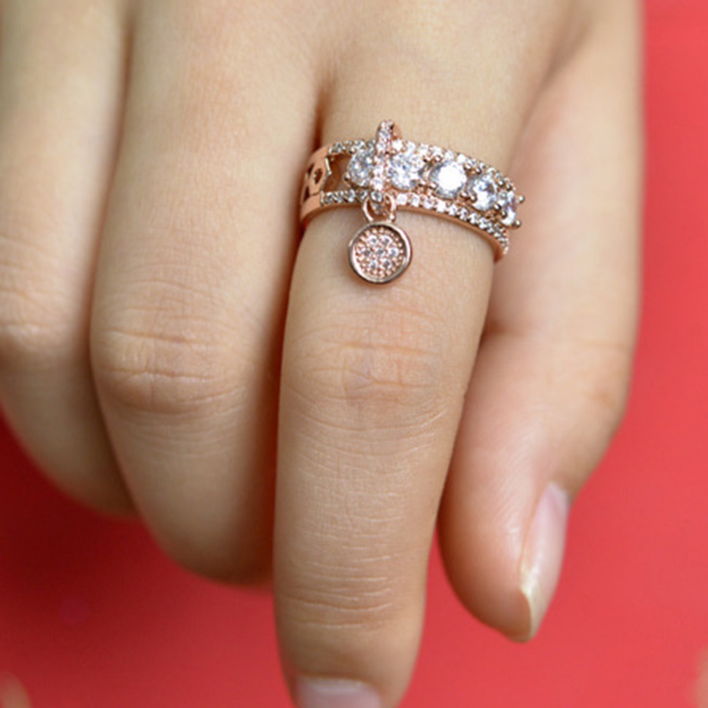 Nhẫn Hợp Kim Đính Đá Zircon Sang Trọng Cho Nữ