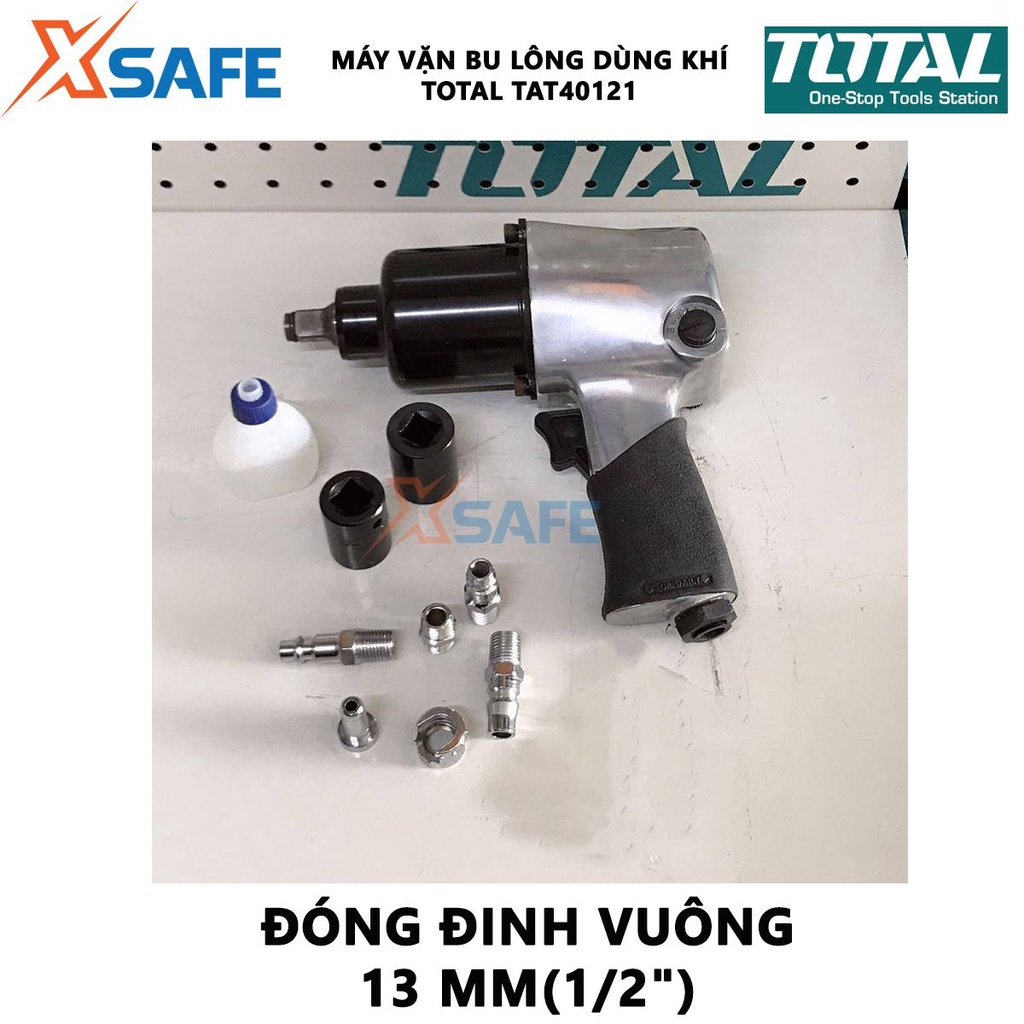 Máy siết bulong khí nén TOTAL TAT40121 đầu vặn vuông 12.5mm(1/2&quot;), dài 185mm, đầu lọc khí 1/4&quot;, ống khí 3/8&quot; - xsafe