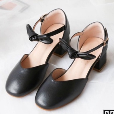 Giày Bệt Nữ Sandal Mũi Vuông QUAI CÀI NƠ C60