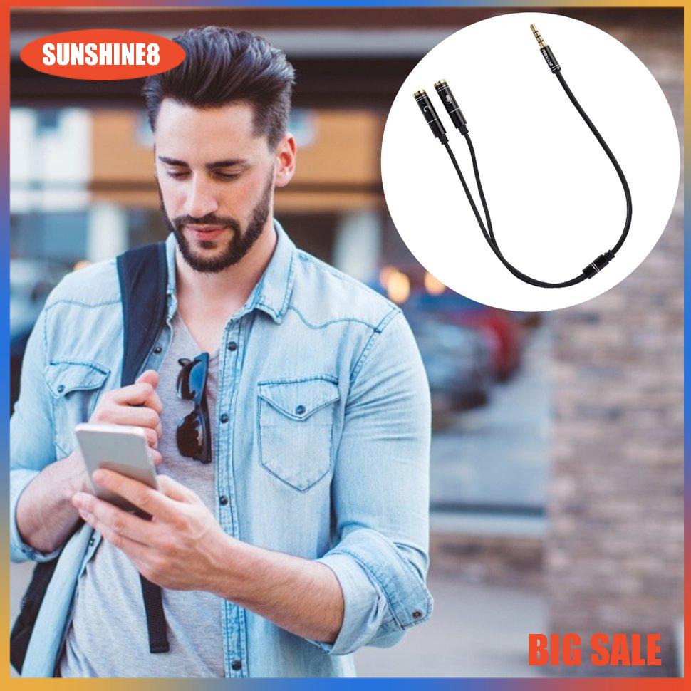 【SUN】3.5mmMIC Headphone Mic Audio Splitter Gold-Plated Aux Extension Adapter Cable