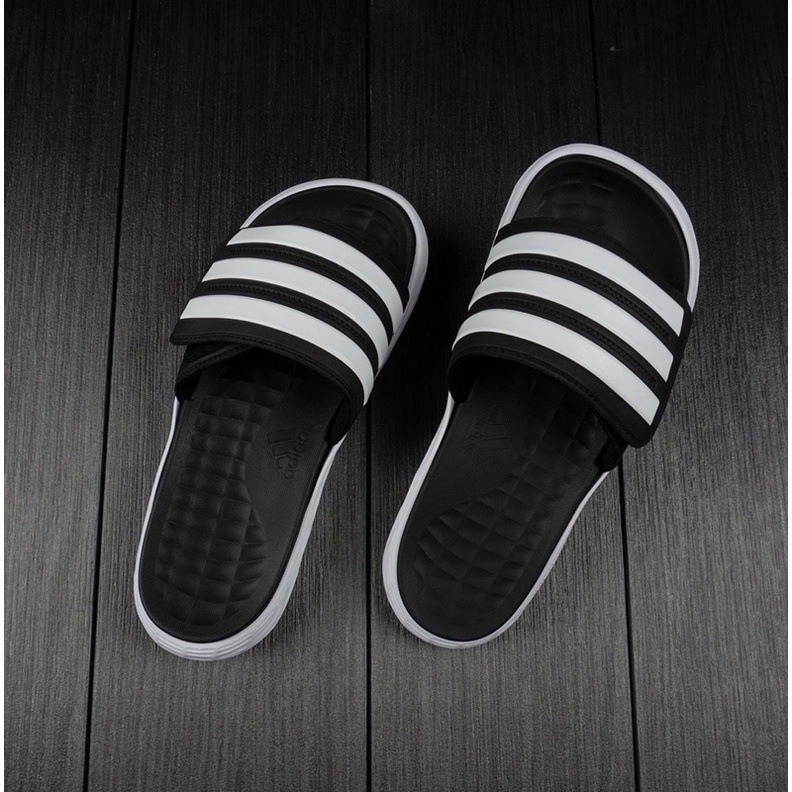 Dép Adidas Duramo SL Slide màu Đen sọc Trắng