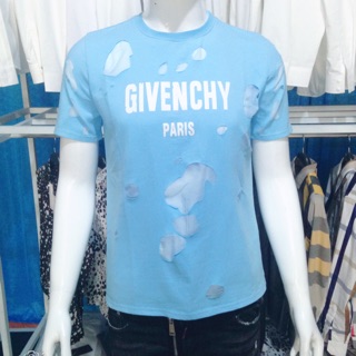 Áo phông không cổ givenchy wash rách màu new