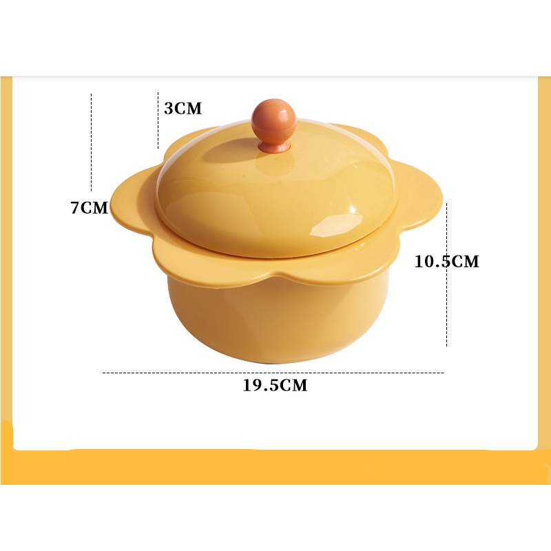 Bát úp mì - Bát ăn mì tôm inox 2 lớp cách nhiệt hình bông hoa có nắp đậy