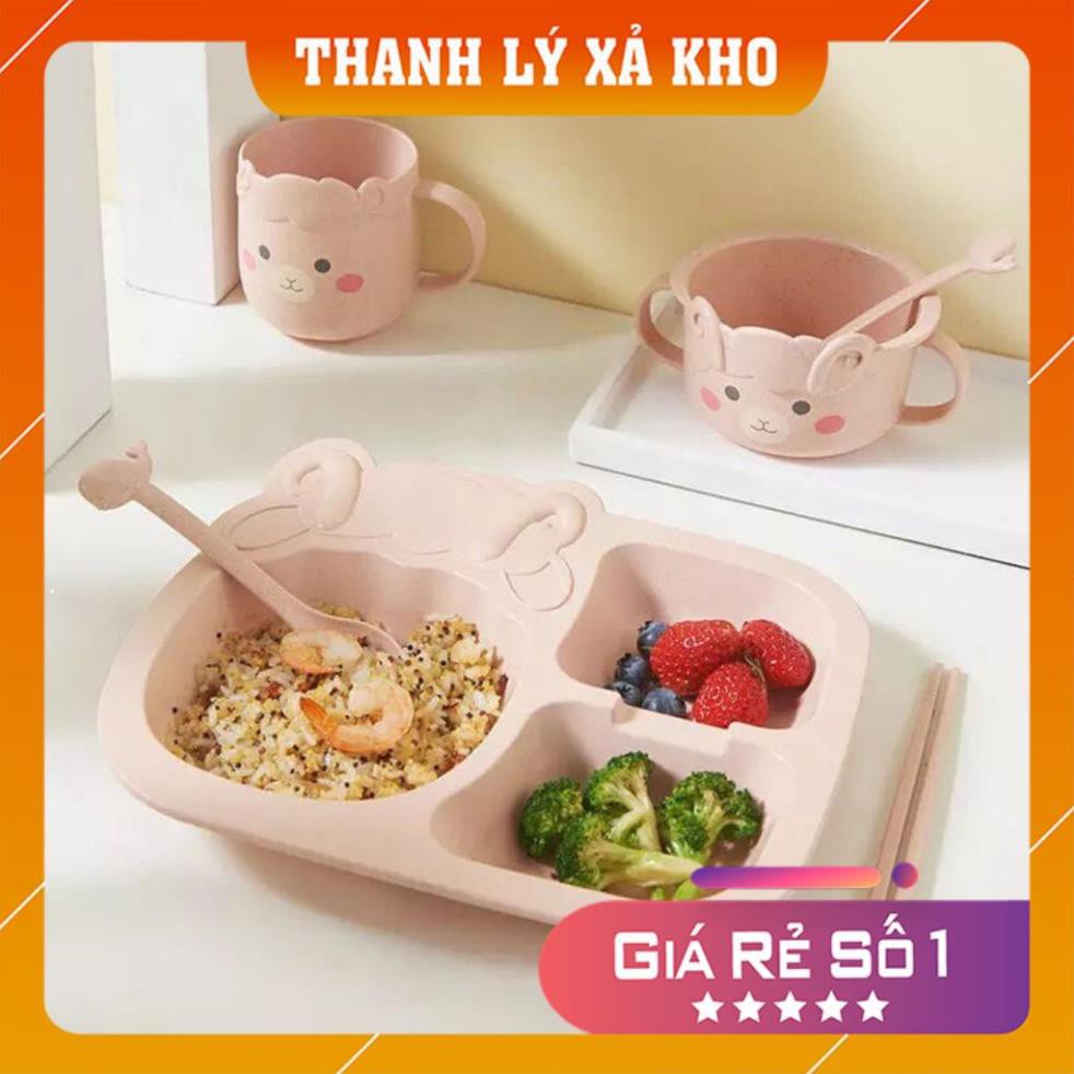 Khay Đựng Thức Ăn Xinh Xắn Cho Bé Làm Từ Sợi Lúa Mỳ An Toàn Sức Khỏe Set Gồm 6 Món