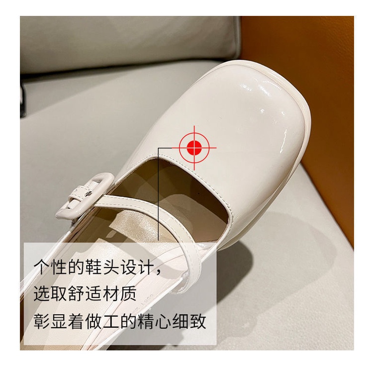 Giày Cao Gót Da Bóng Mũi Tròn Phong Cách Hàn Quốc Cho Nữ