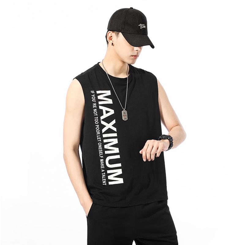 Áo Thun Ba Lỗ Thể Thao In Chữ Đơn Giản Thời Trang Mùa Hè Dành Cho Nam