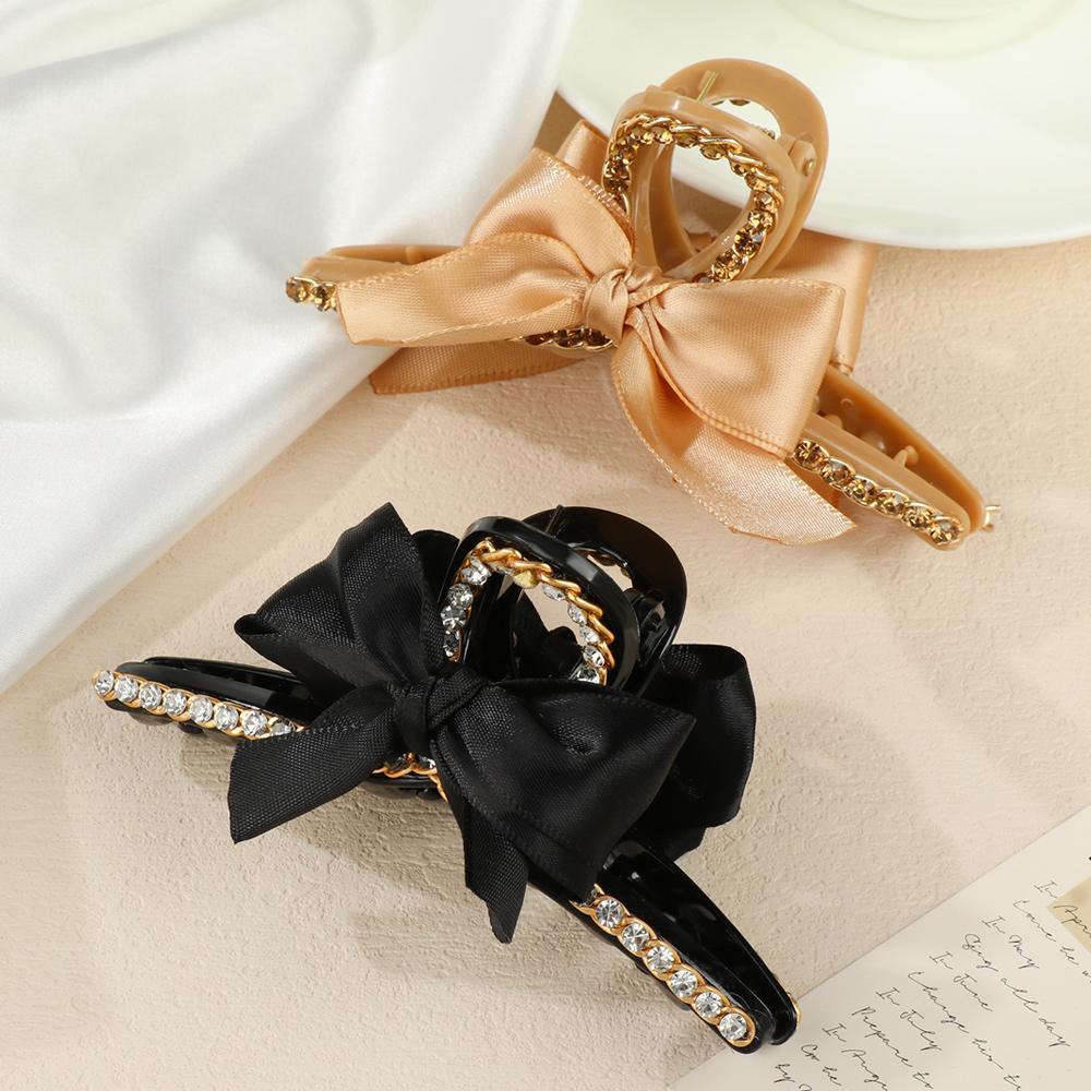 MELODG Kẹp Tóc Hình Nơ Đính Đá Thời Trang