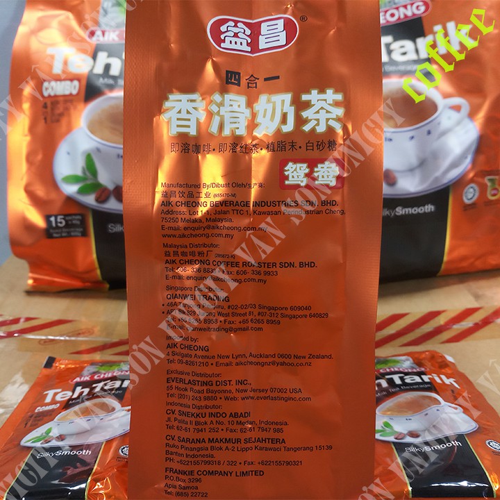 Trà sữa vị Cà phê Teh Tarik Coffee bịch 600g (15 gói nhỏ * 40g) Aik Cheong