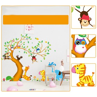 Decal Dán Tường Cây Những Con Thú