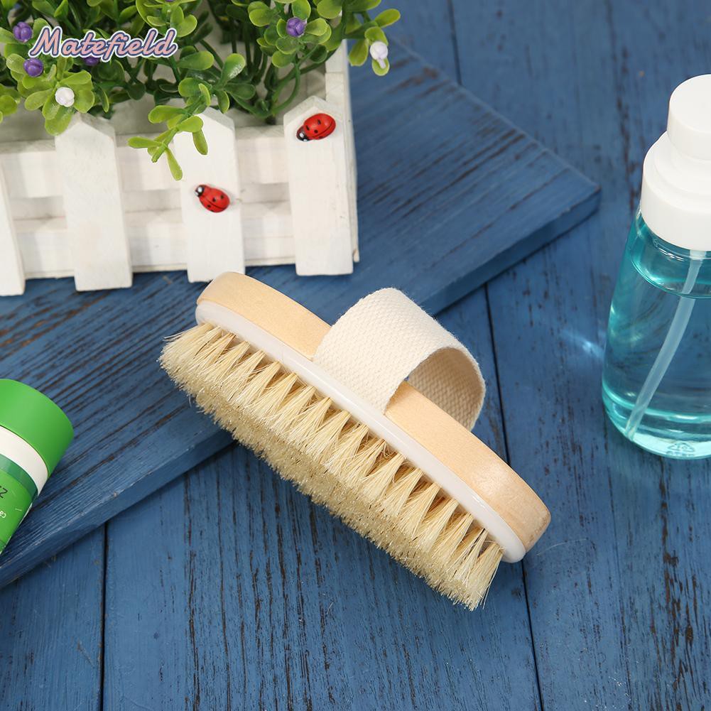 Bàn Chải Tắm Mát Xa Cơ Thể Bằng Gỗ Lông Mềm Tự Nhiên