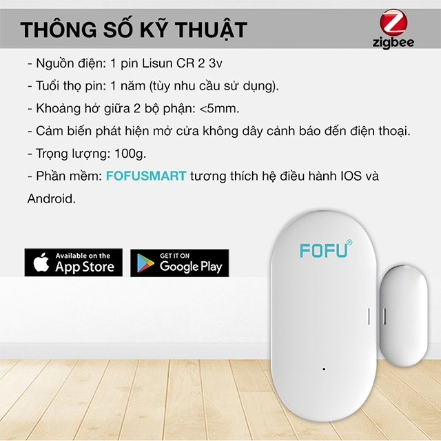 Cảm biến cửa thông minh ZIGBEE FOFU phát hiện tác động mở cửa, thông báo qua điện thoại, giám sát an ninh nhà của bạn