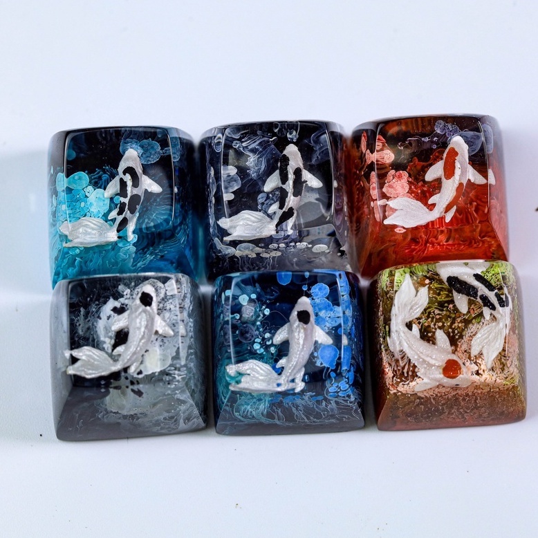 Keycap cá koi đen trắng, nút bàn phím cá koi sắc màu giá rẻ