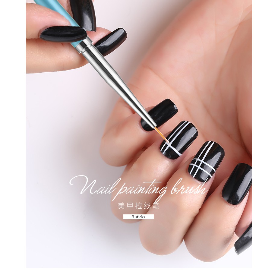 Bộ Bút Cọ Vẽ Nét Gel 3 cây Nail Art Brush Pen