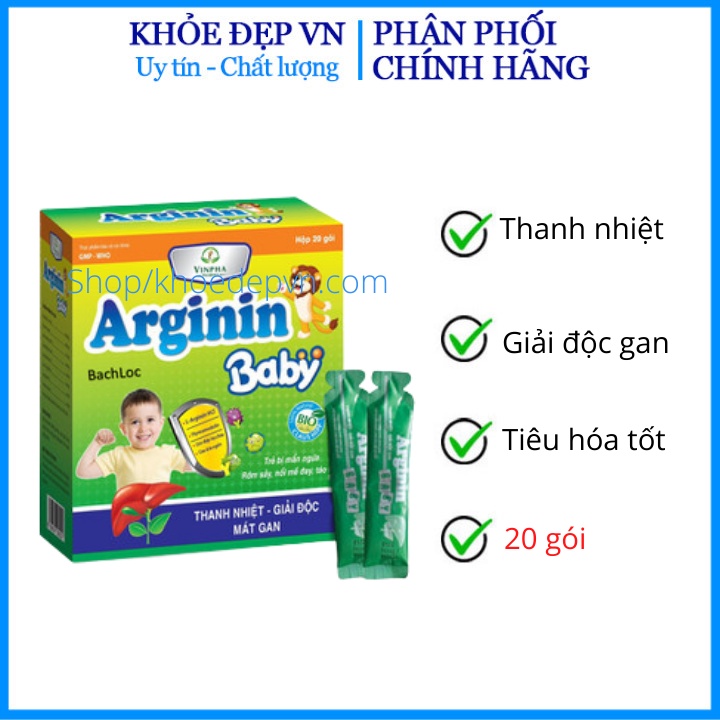 Siro Mát Gan Giải Độc Cho Bé Arginin Baby – Hết Dị Ứng, Mẩn Ngứa, Nổi Mề Đay, Rôm Sảy, Táo Bón, Nhiệt Miệng - Hộp 20 Gói