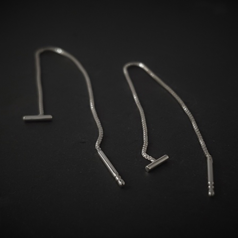 Long Tassel Ear Threader Drop Earrings Women Minimalist Silver Gold Wire Bars Rolo Chain Earrings