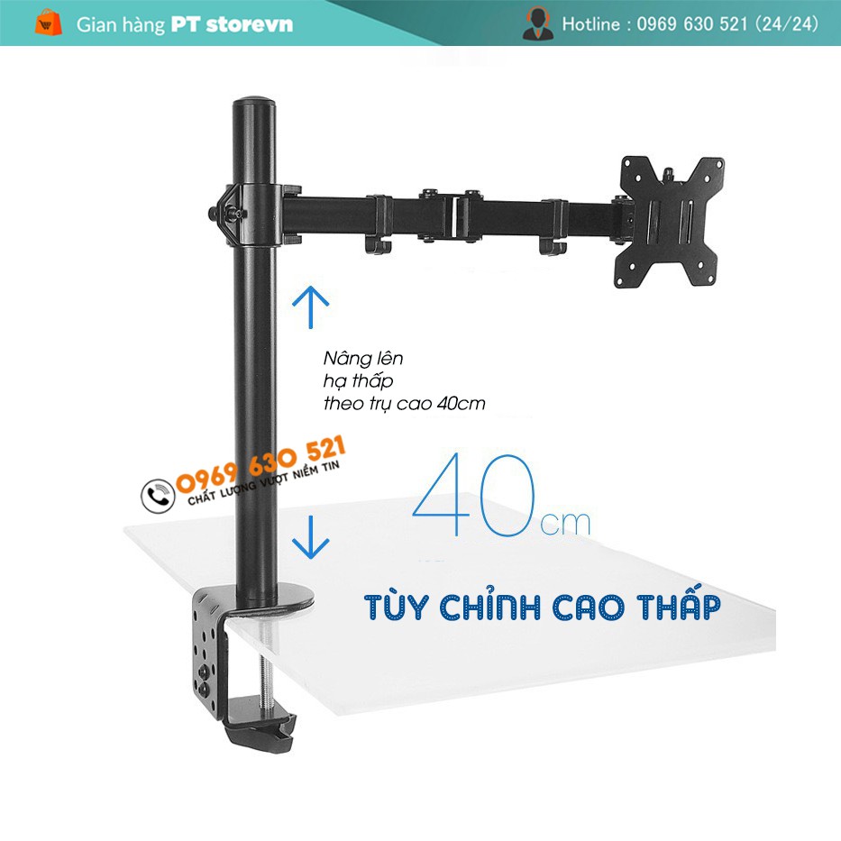 Giá Treo Màn Hình Tay 38 Cm Cao Cấp - Model : M051 17-32 inch - Xoay 360 Độ