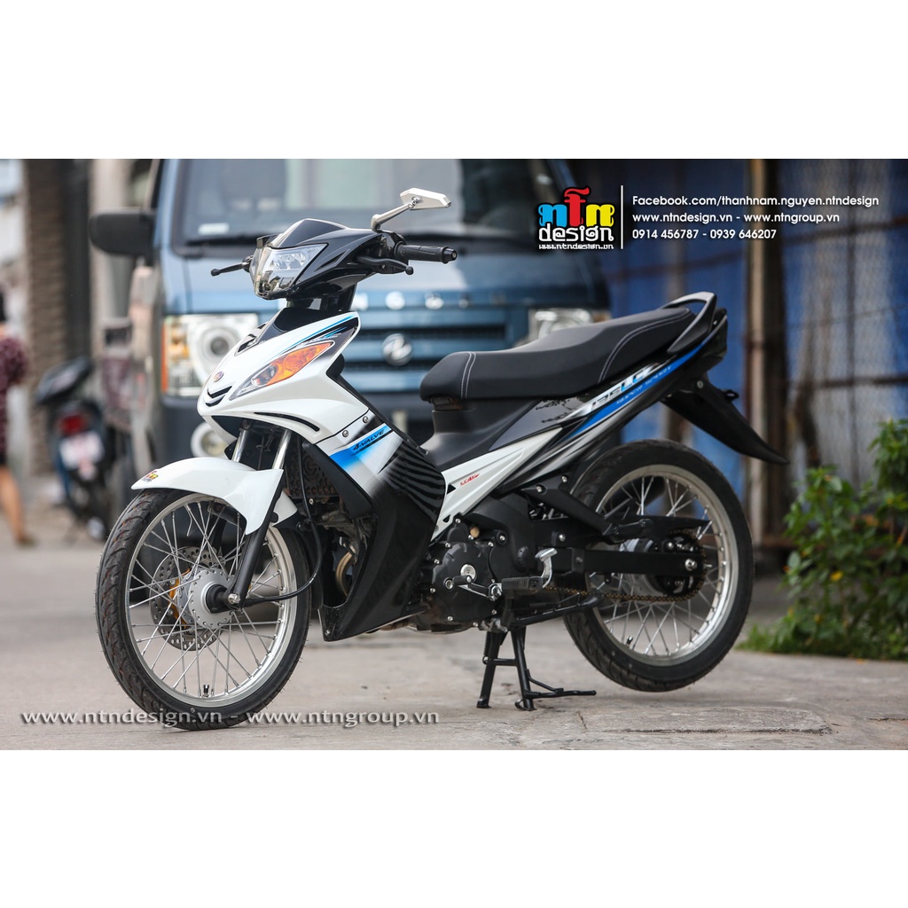 Tem Rời Dán Xe Exciter 2009 Mẫu Trắng Xanh Đen 135 LC Cực Đẹp, Hàng 3 Lớp Chất Lượng Cao