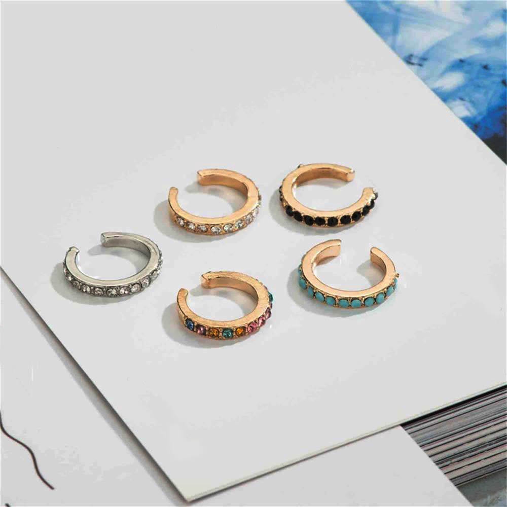 Khuyên kẹp vành tai đính đá ngọc lam thời trang sành điệu