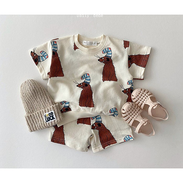 Set Áo Thun Tay Ngắn &amp; Quần Short Cho Bé