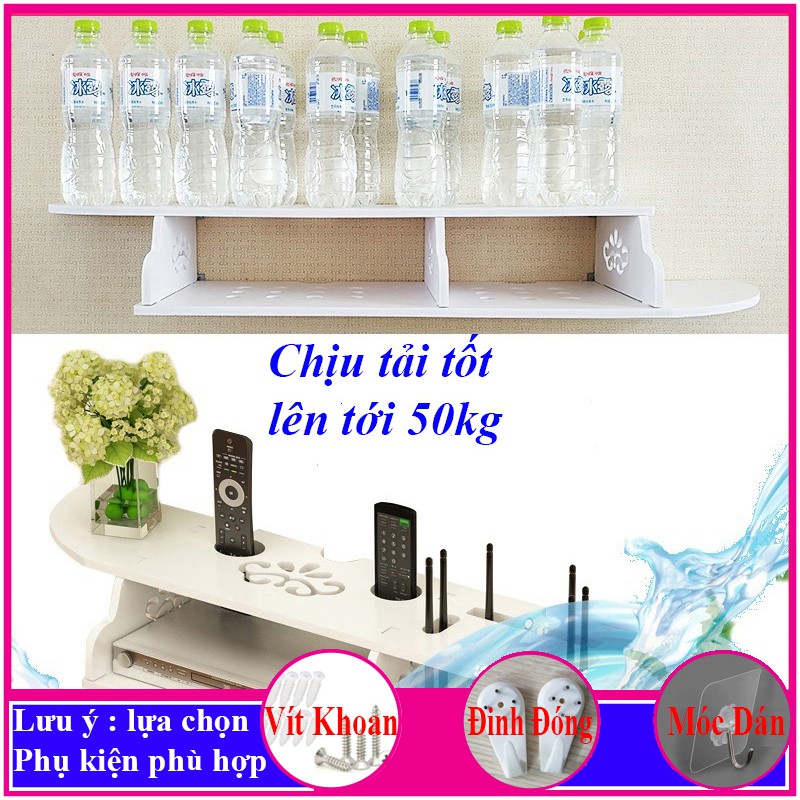 kệ wifi treo tường 2 tầng, kệ trang trí tivi, đặt đầu thu kỹ thuật số, ổ cắm điện, đồ trang trí - a15