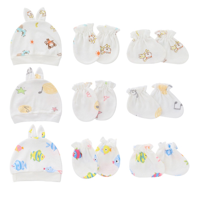 Bộ Găng Tay + Mũ + Vớ Bằng Cotton Mềm Chống Xước Làm Phụ Kiện Chụp Ảnh Cho Bé Sơ Sinh