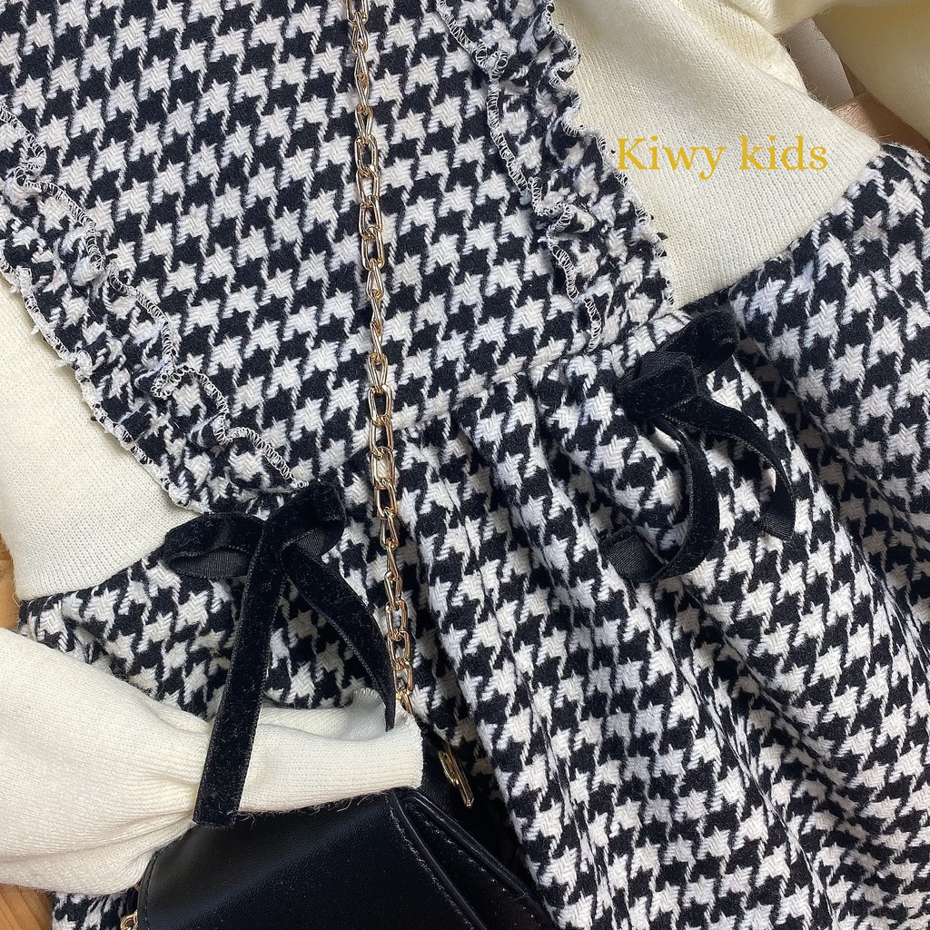 Váy dạ cho bé gái  KIWY KIDS dáng xòe dài tay chất liệu tweed kids17 cho bé gái từ 1 đến 4 tuổi