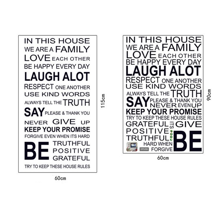Decal dán tường phòng khách  Tiếng anh In this house ý nghĩa - DKN001