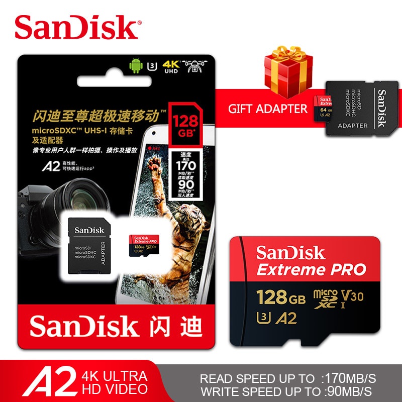 Thẻ Nhớ microSD 4K SanDisk Extreme Pro Micro Sdxc 16GB 32GB 64GB 128GB Class 10 UHS-I A1 A2 U3