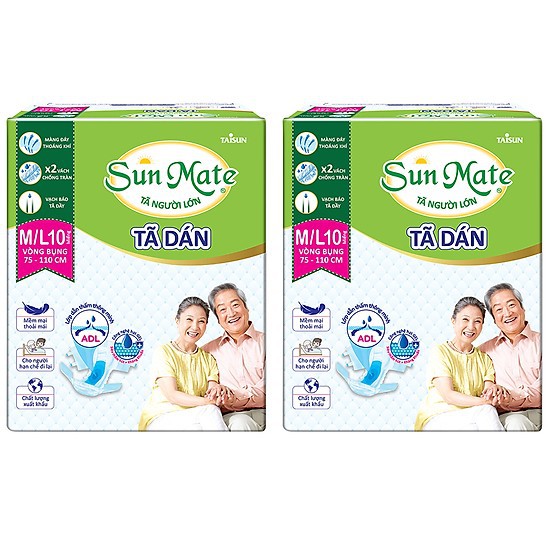 Tã dán người già Sunmate M/L10 (1 bịch)