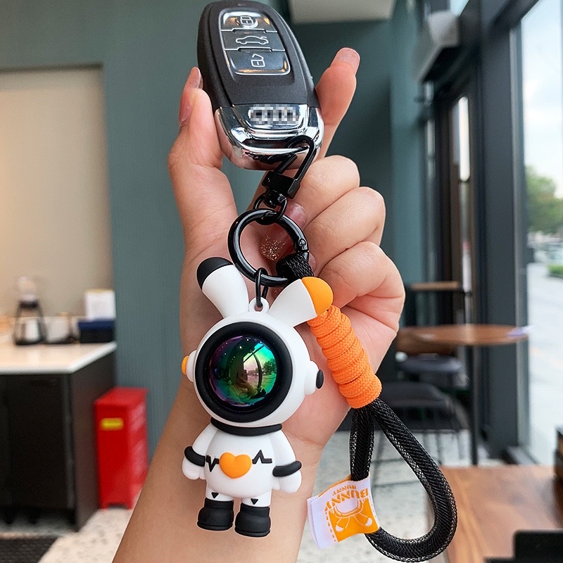 Móc Khoá Phi Hành Gia Tai Thỏ Bụng Tim A22, Móc Chìa Khoá Balo/ Túi/ Xe Phi Hành Gia Xinh Xắn