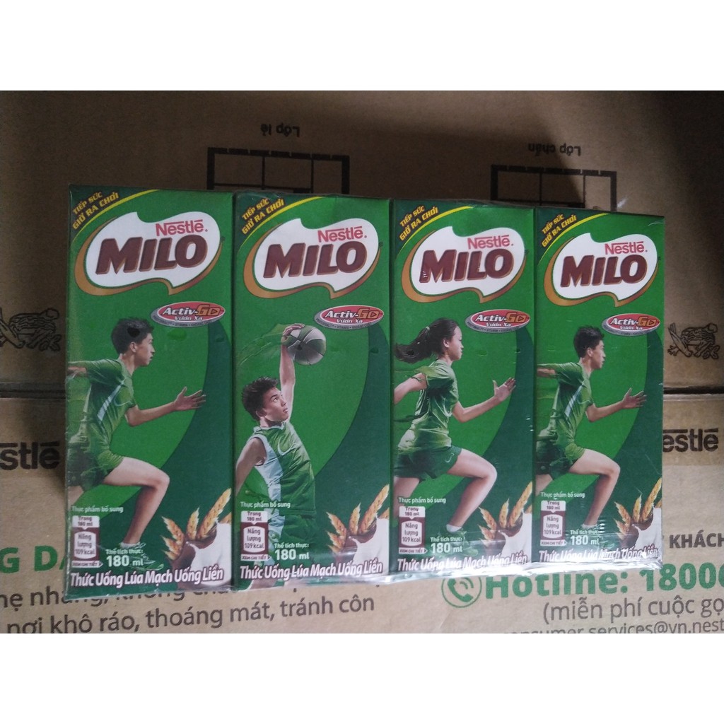 Vỉ combo 4 Hộp MiLo 180ml Thức Uống Lúa Mạch