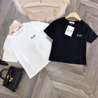 Áo croptop thêu chữ Di chất zip cotton 3 màu