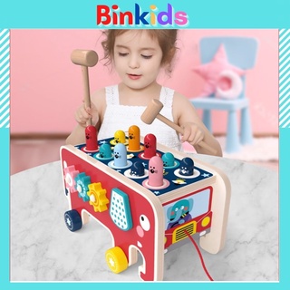 Đồ chơi đập chuột - đập chuột hình con voi kèm đàn bằng gỗ cho bé phát triển trí tuệ - đồ chơi thông minh