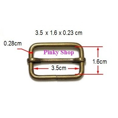 [Rẻ vô địch] Khoen tăng giảm chữ nhật 3.5cm màu đồng loại tốt tăng giảm dây đeo túi xách balô Pinky Shop mã KTGD3.5