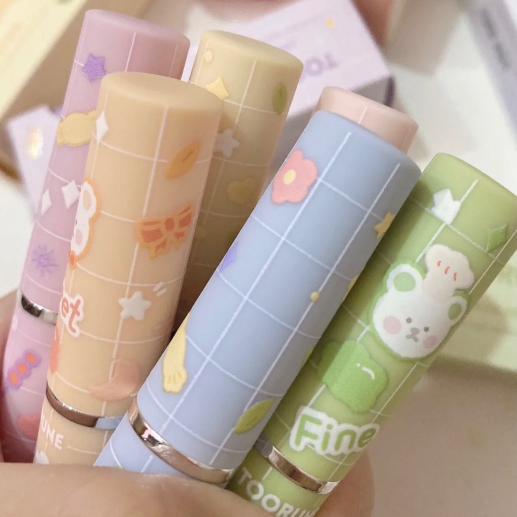 Son dưỡng có màu TOORUNE dưỡng môi căng mọng Cloud Bear Light Embellish Lip Balm dầu dừa TRUN06