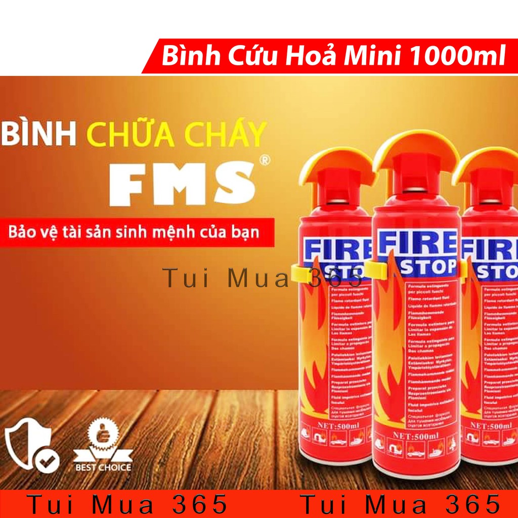 Bình Chữa Cháy Mini Dùng Cho Xe Máy và Xe Ô tô Phòng Chống Cháy Nổ FMS 1000ml