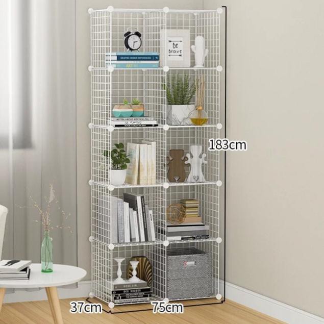 Kệ tủ lưới sắt lắp ghép 10 ô. Để sách, trang trí, dcor
