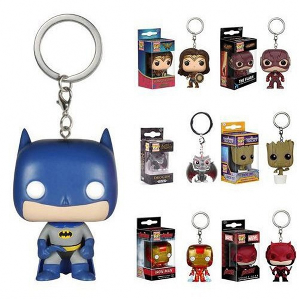 Funko Pop Avengers Keychain IronMan Groot Batman SpiderMan DeadPool Keyring High Quality HOT SALE