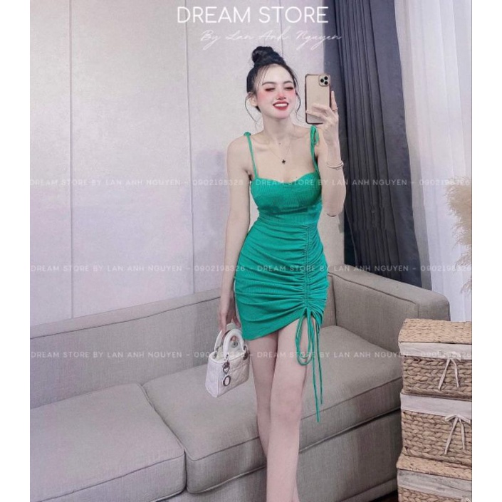 ĐẦM BODY 4 DÂY CÓ MÚT FOM NGẮN RÚT SEXY