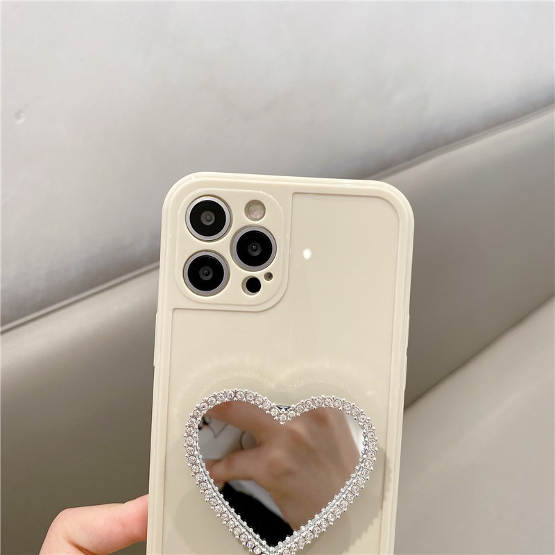 Ốp điện thoại mềm màu trắng có giá đỡ tráng gương thích hợp cho Iphone 12 Pro Max 11 Pro Max Xs Max Xr X 7 8 Plus 7 Plus