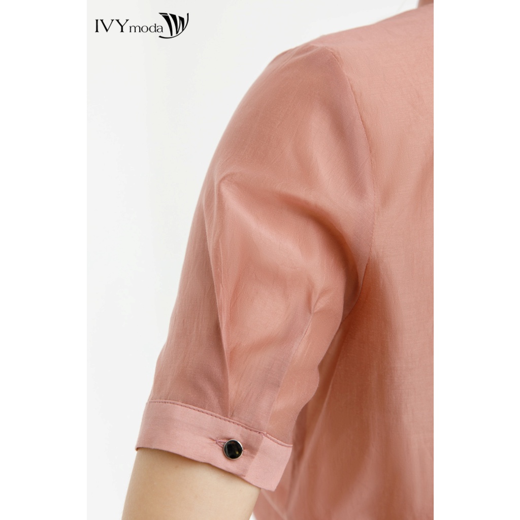Áo sơ mi lụa nữ thêu viền IVY moda MS 16M7643