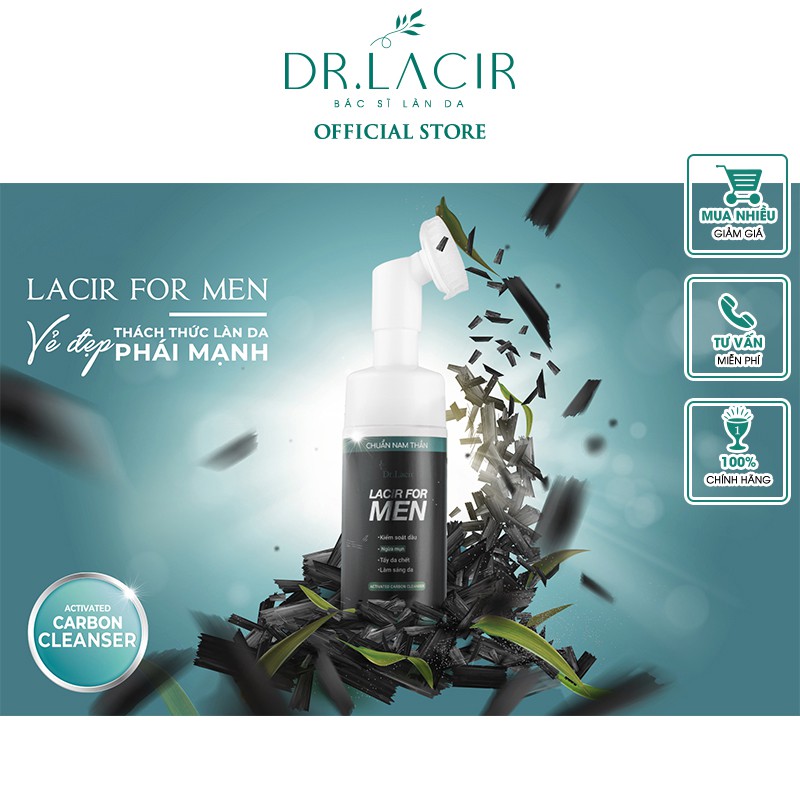 Sữa Rửa Mặt Nam Lacir For Men Thương Hiệu Dr.Lacir Có Đầu Cọ Sillicon Sạch Gấp 10 lần 150ml DR03