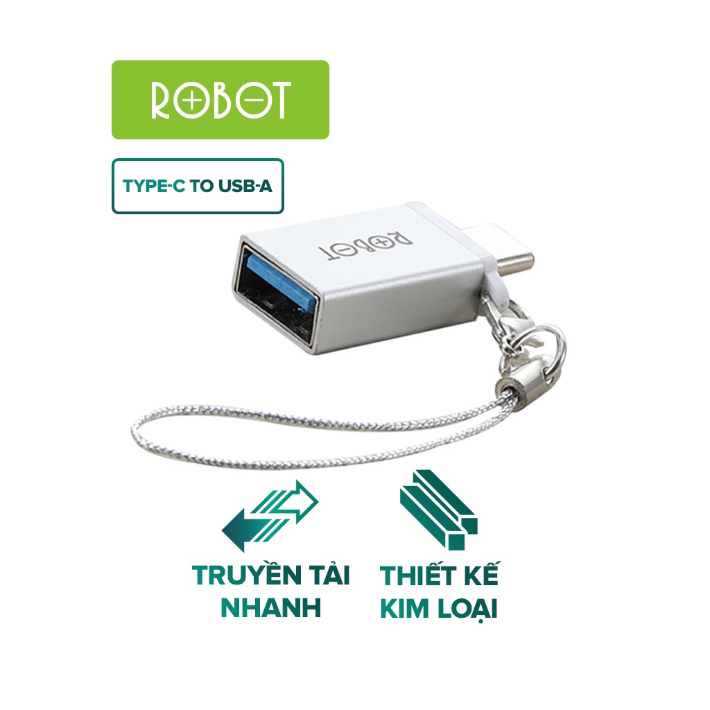 Đầu Chuyển Đổi OTG Cổng Type-C Sang USB 3.0 ROBOT RT-OTG04 - Chất Liệu Vỏ Kim Loại