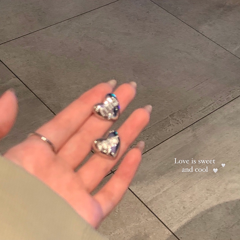 Khuyên Tai Bạc Đính Hạt Ngọc Trai Hình Trái Tim Phong Cách Hàn Quốc Cho Nữ