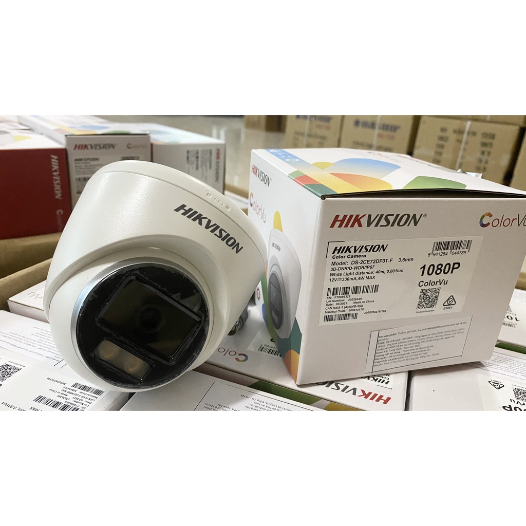 Camera bán cầu có màu ban đêm 2MP (ColorVu) HIKVISION DS-2CE72DF0T-F