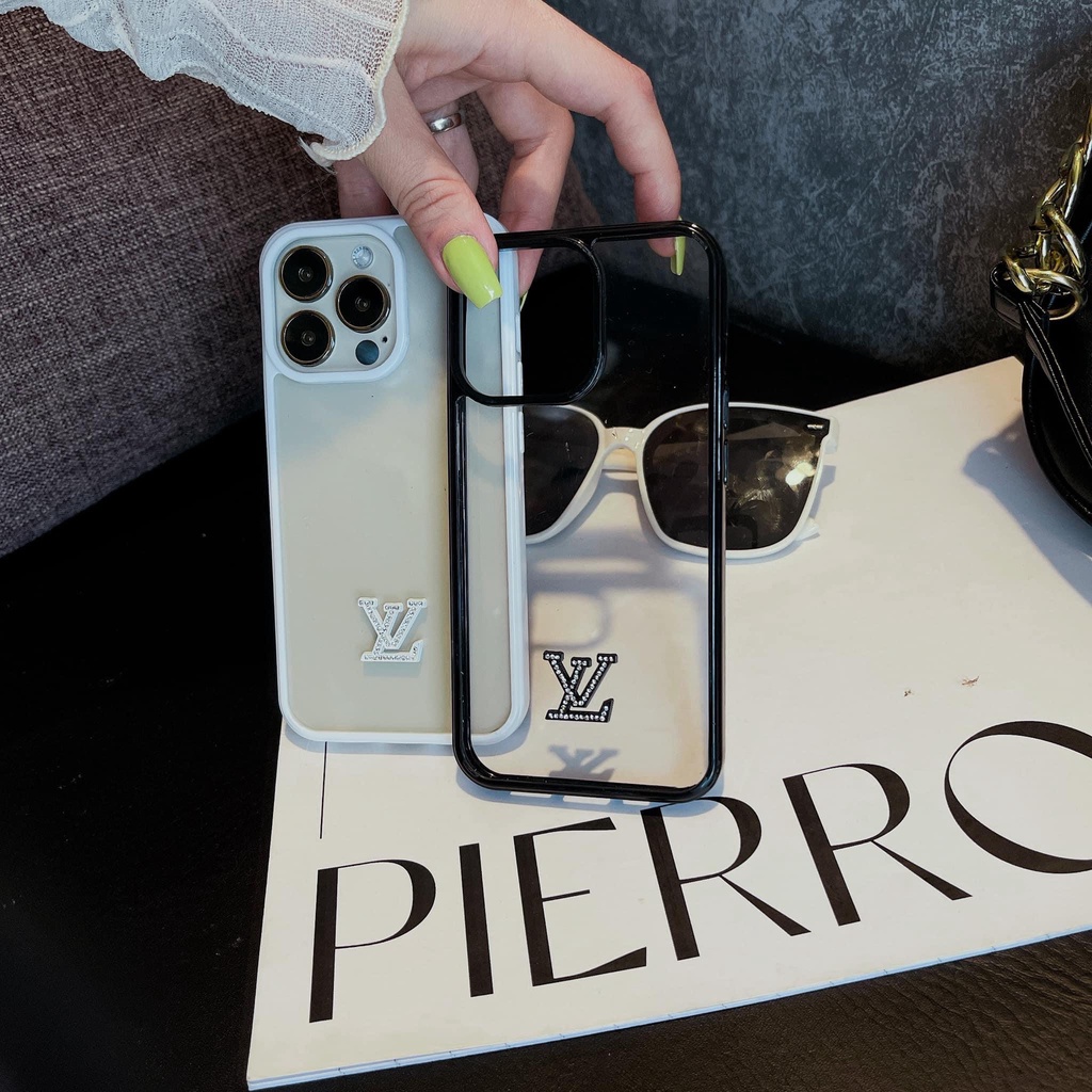 Ốp trong viền màu gắn chữ L.V đá nổi iphone 7plus/8plus/X/Xs/Xsmax/11/11promax/12/12pro/12promax/13/13pro/13promax