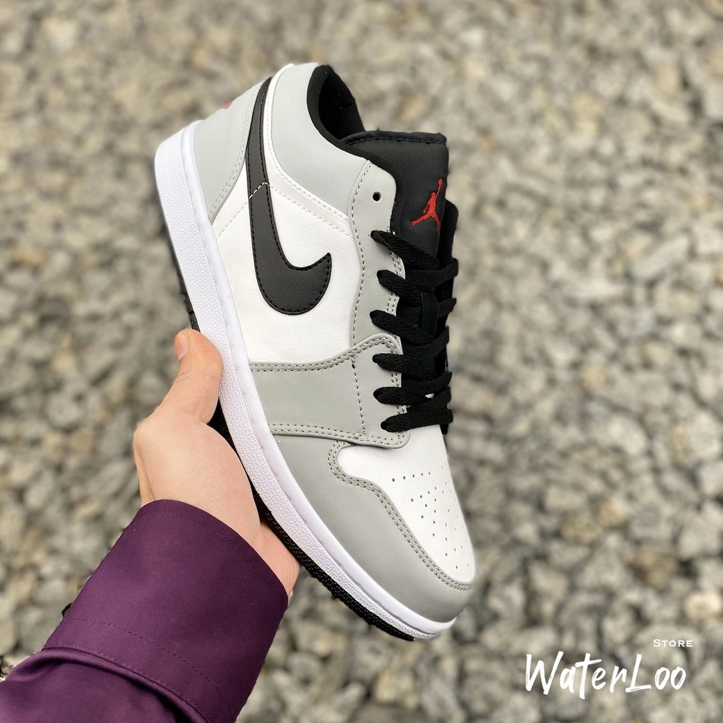 Giày Thể Thao Nam Giày Sneaker Nam Air Jordan 1 Low Light Smoke Grey Xám Trắng Cổ Thấp Waterloo Shop