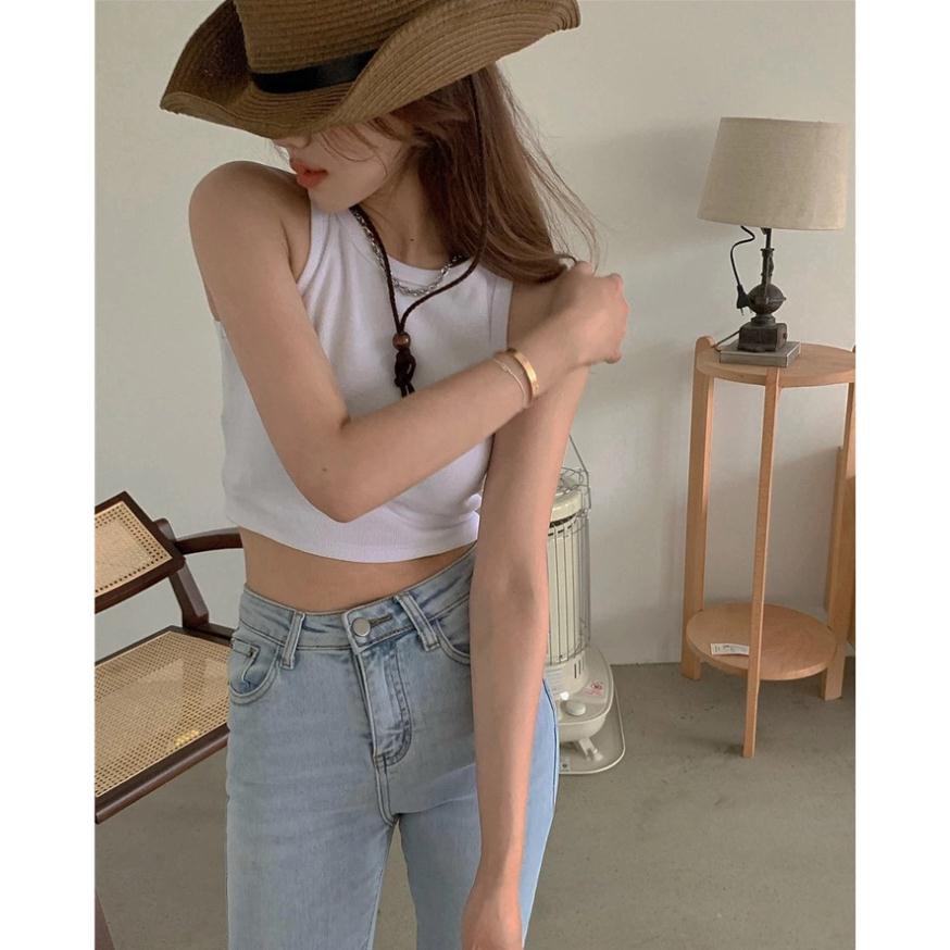 Áo Ba Lỗ Nữ Dáng Croptop 100% Cotton Phong Cách Sexy Ôm Body