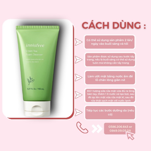 Sữa Rửa Mặt Innisfree Cleansing Foam, SRM Innisfree 150ml SRM1849